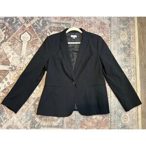 Ann Taylor Loft Black One-Button Rayon Blend Blazer, Sz Large Petite